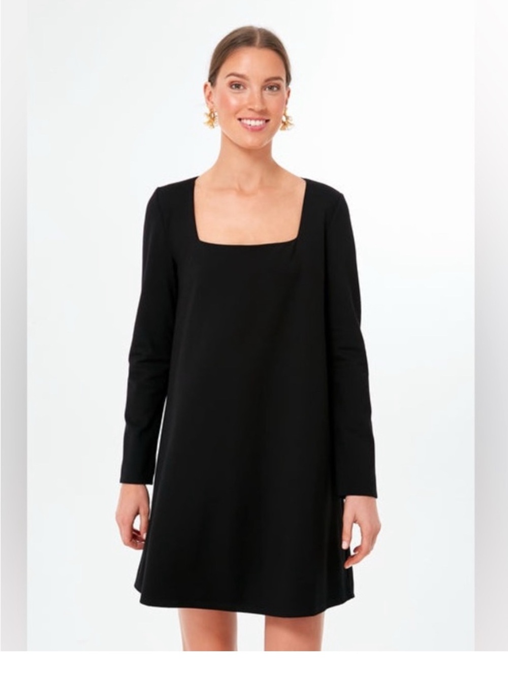 Tuckernuck Black Square-Neck Long Sleeve Mini Dress